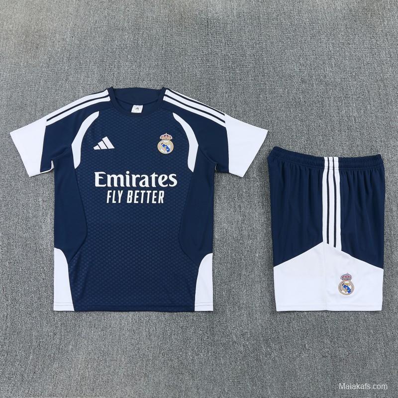 26/27 Real Madrid Navy Blue & White Short Sleeve+Soccer Shorts