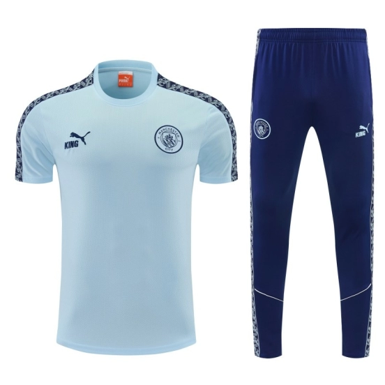 26/27 Manchester City Sky Blue Short Sleeve Tracksuit  + Long Pants (Puma King / Home)