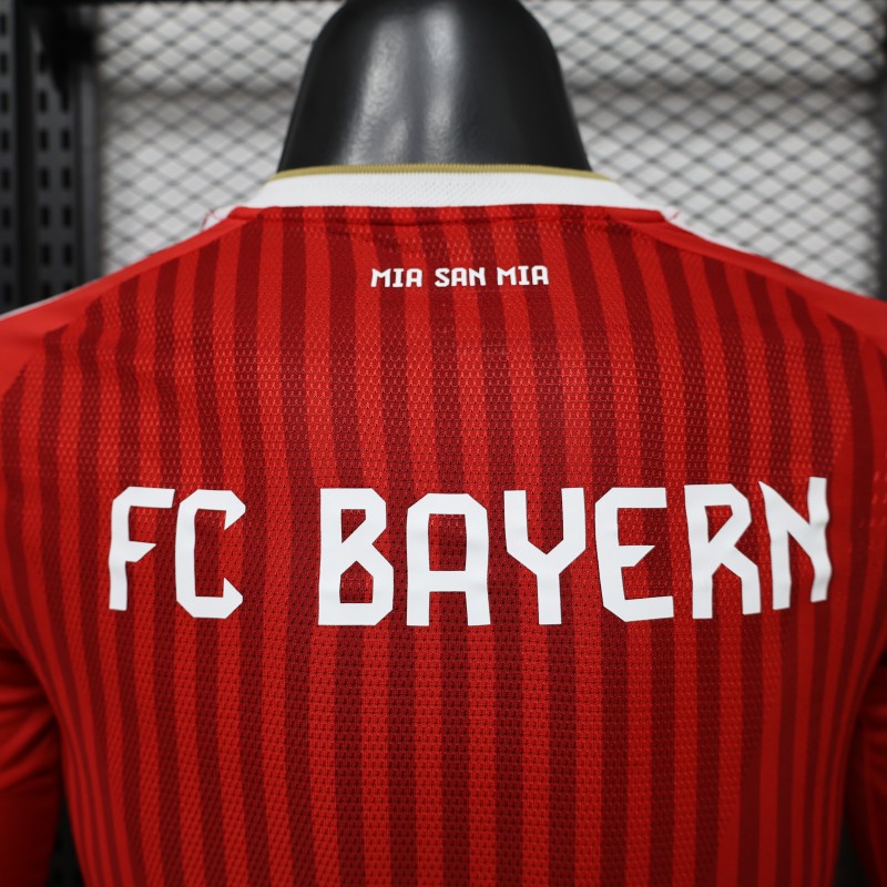 Player Version 26/27 FC Bayern Munich Red-on-Red Diagonal Stripe  Long Sleeve Jersey