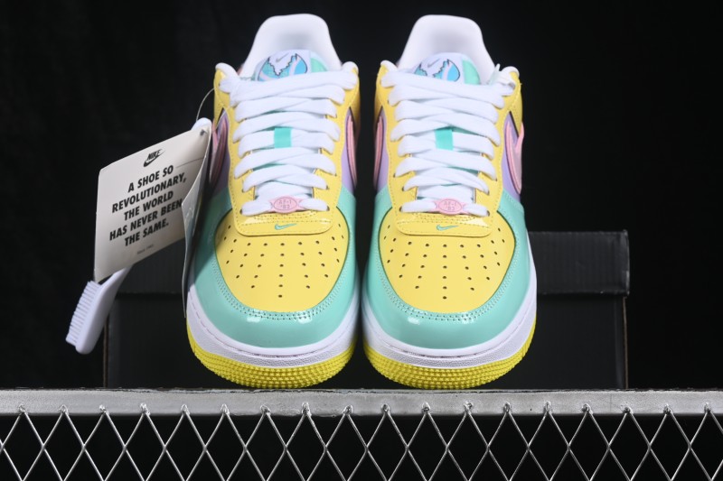 Nike Air Force 1 '07 Low Basketball Shoes with Patent Leather Color Blocking and Full-Length Air Cushion - IQ9706-701