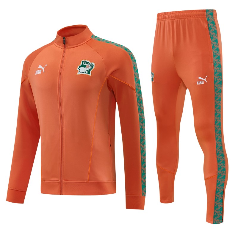 26/27 Côte d'Ivoire Orange Full Zipper Jacket Tracksuit + Long Pants