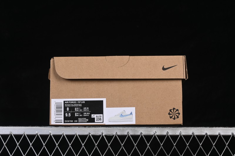 Nike Air Force 1 '07 Low Basketball Shoes with Dual Swoosh Design in White and Blue - DO9786-100