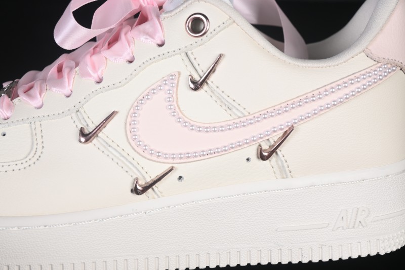 Nike Air Force 1 '07 Low Hand-Painted Graffiti Pearl Cream Linen Casual Sneakers - FV8110-183