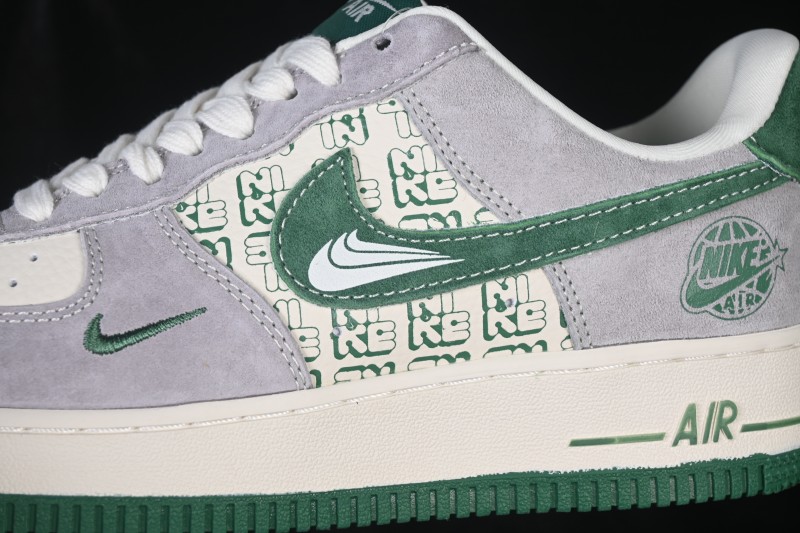 Nike Air Force 1 '07 Low Casual Sneakers with Green-Grey All-Over Print - DW8806-002