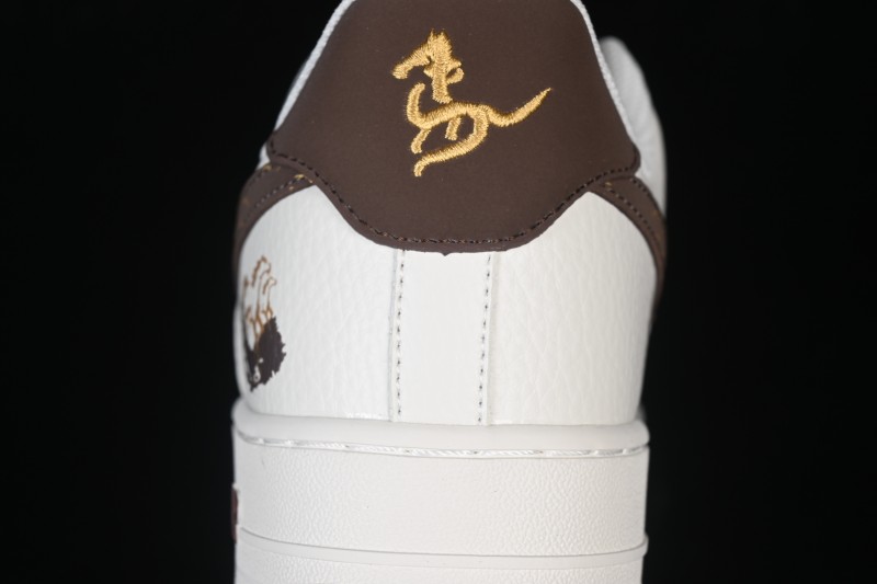 Nike Air Force 1 '07 Low Chinese New Year Year of the Horse Edition Brown and Gold Accents Low-Top Casual Sneakers - FQ7637-001