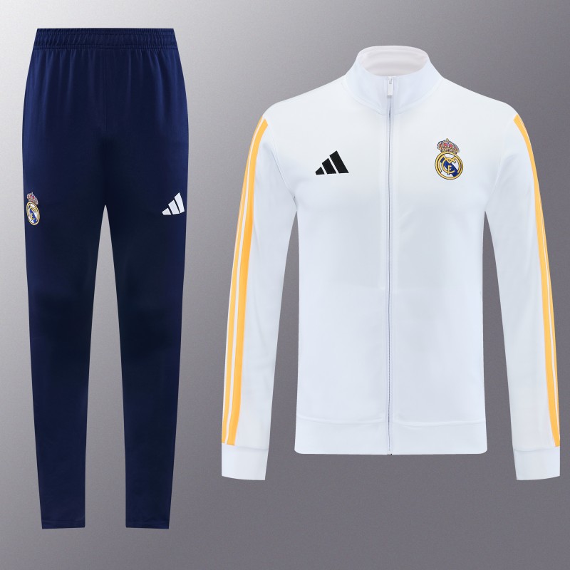26/27 Real Madrid  White Full Zipper  Jacket Tracksuit + Long Pants