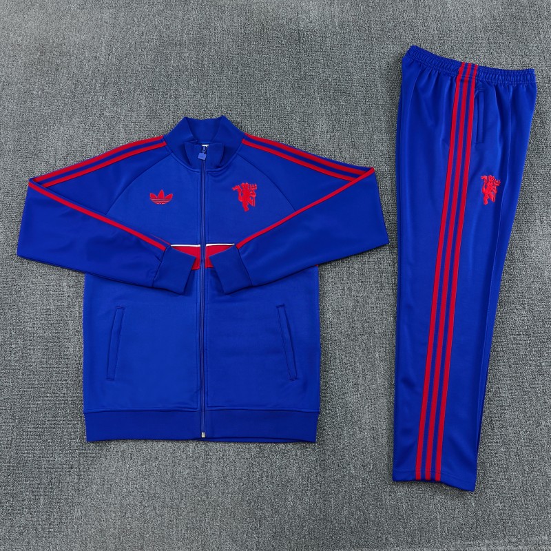 26/27 Manchester United Blue Full Zipper Jacket Tracksuit + Long Pants