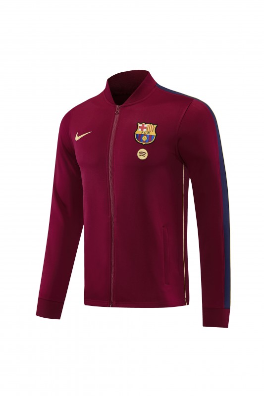 26/27 Barcelona  Dark Red Full Zipper Jacket Tracksuit + Long Pants