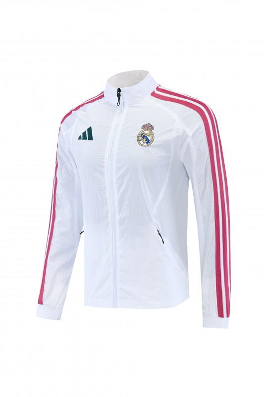 26/27 Real Madrid CF  White Full Zipper  Windbreaker Jacket