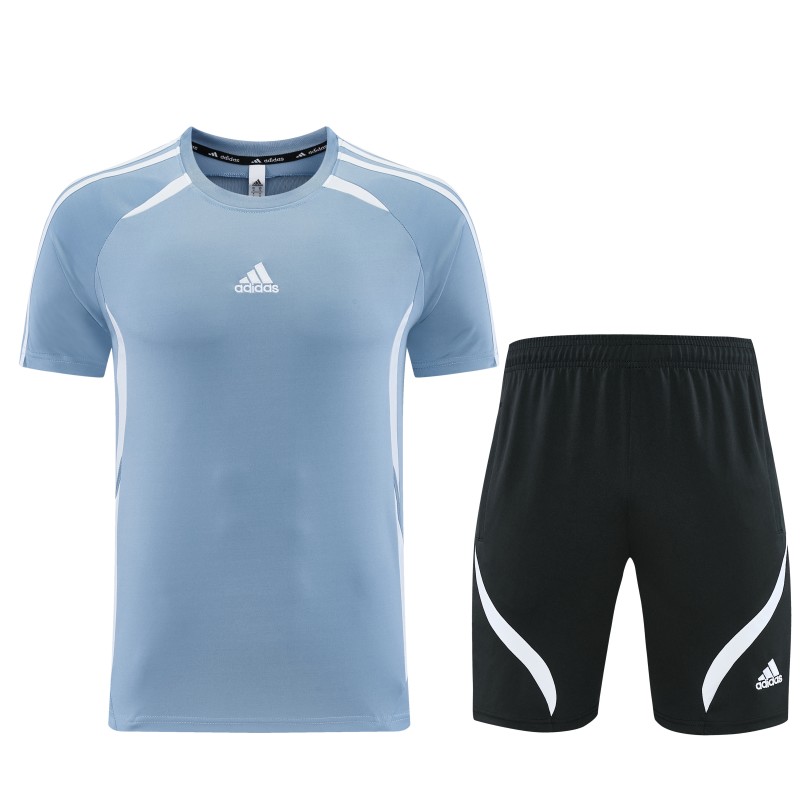 26/27 Adidas 16 Blue Grey Short Sleeve+Soccer Shorts