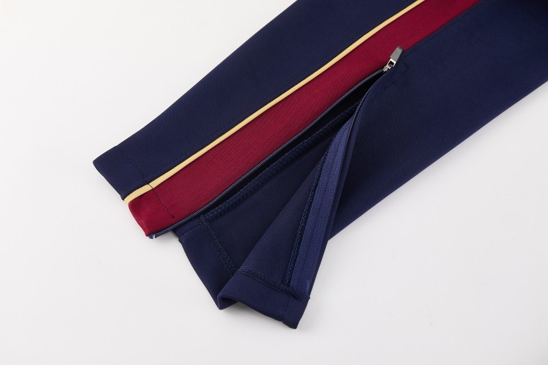 26/27 Barcelona  Dark Red Full Zipper Jacket Tracksuit + Long Pants