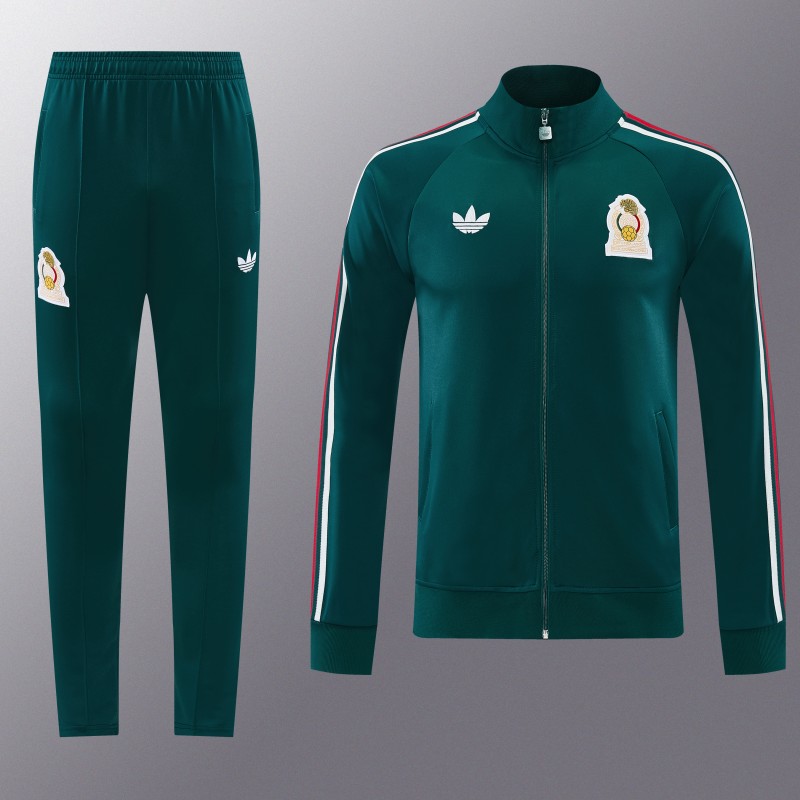 26/27 Mexico  Dark Green Full Zipper Jacket + Long Pants