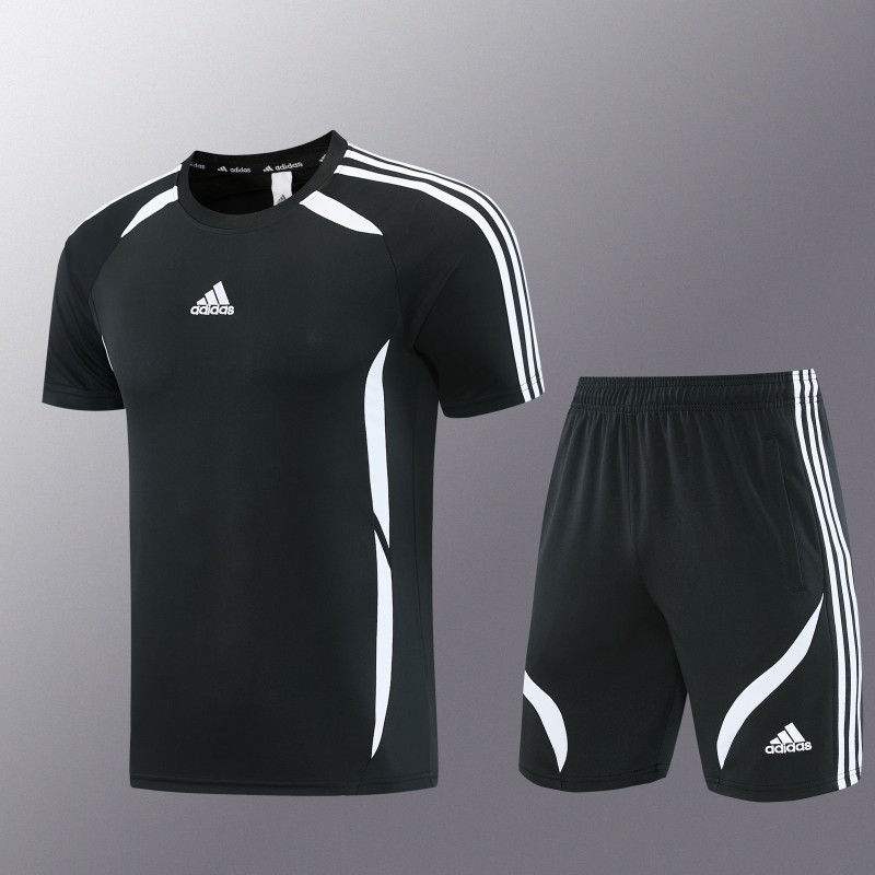 26/27 Adidas 16 Black Short Sleeve+Soccer Shorts