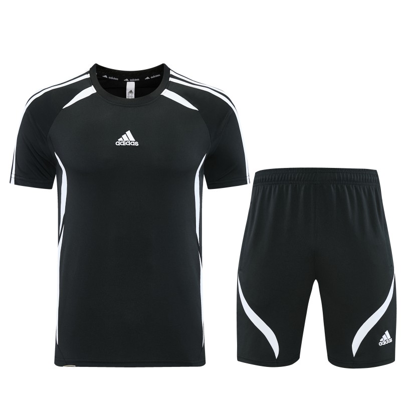 26/27 Adidas 16 Black Short Sleeve+Soccer Shorts