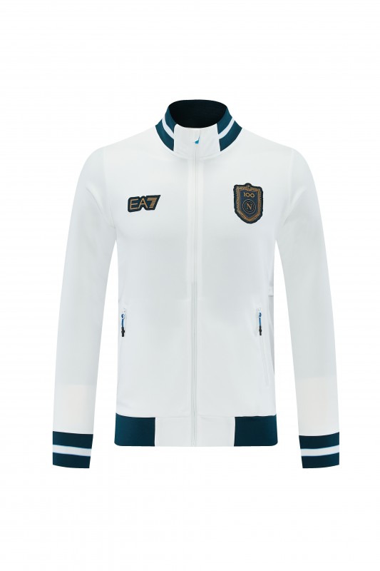 26/27 SSC Napoli  White Full Zipper Jacket Tracksuit + Long Pants