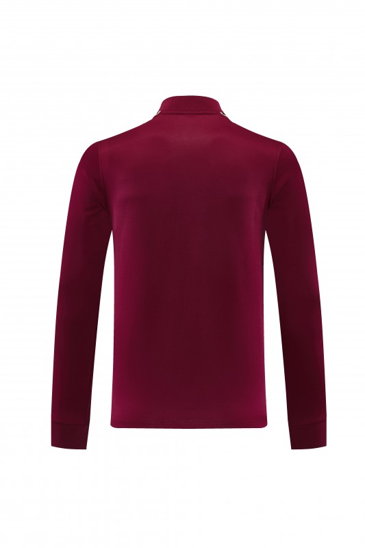 26/27 Barcelona  Dark Red Full Zipper Jacket Tracksuit + Long Pants