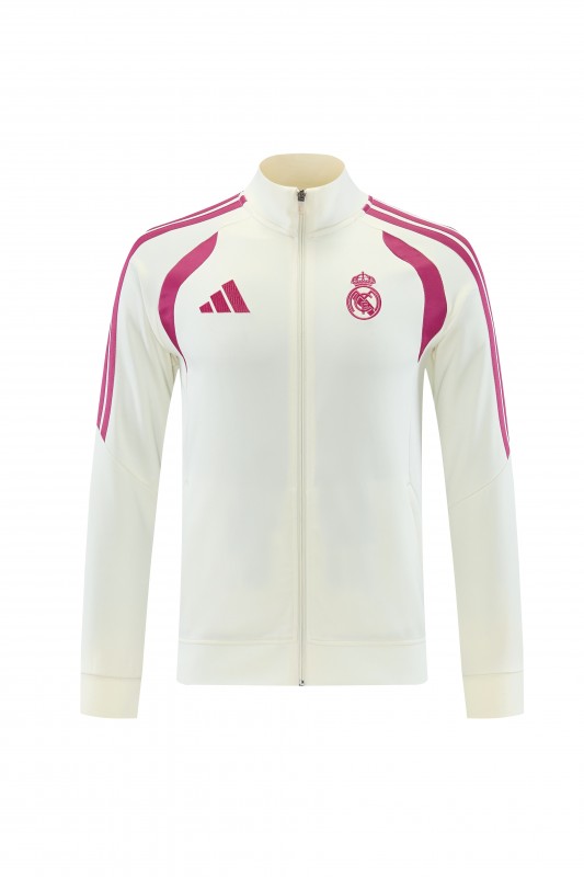 26/27 Real Madrid CF  White Full Zipper Jacket Tracksuit + Long Pants