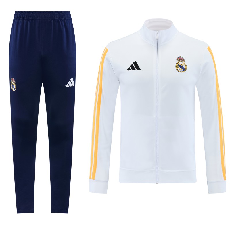 26/27 Real Madrid  White Full Zipper  Jacket Tracksuit + Long Pants
