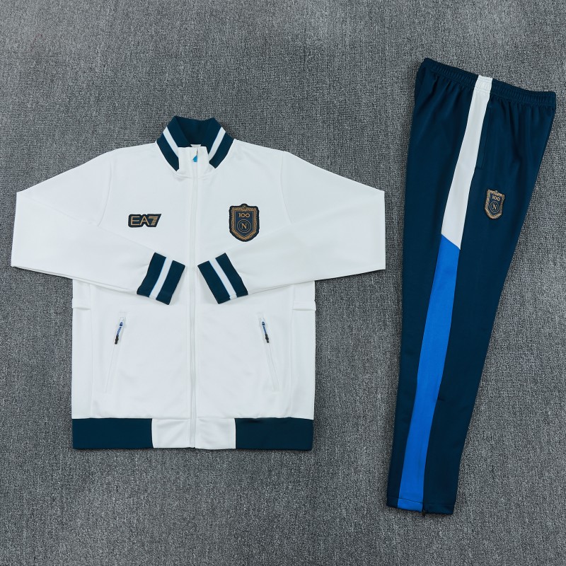 26/27 SSC Napoli  White Full Zipper Jacket Tracksuit + Long Pants
