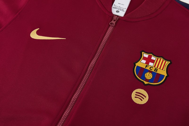26/27 Barcelona  Dark Red Full Zipper Jacket Tracksuit + Long Pants