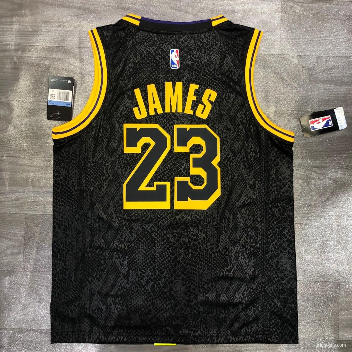 Los Angeles Lakers #23 Lebron James Black Mamba edition