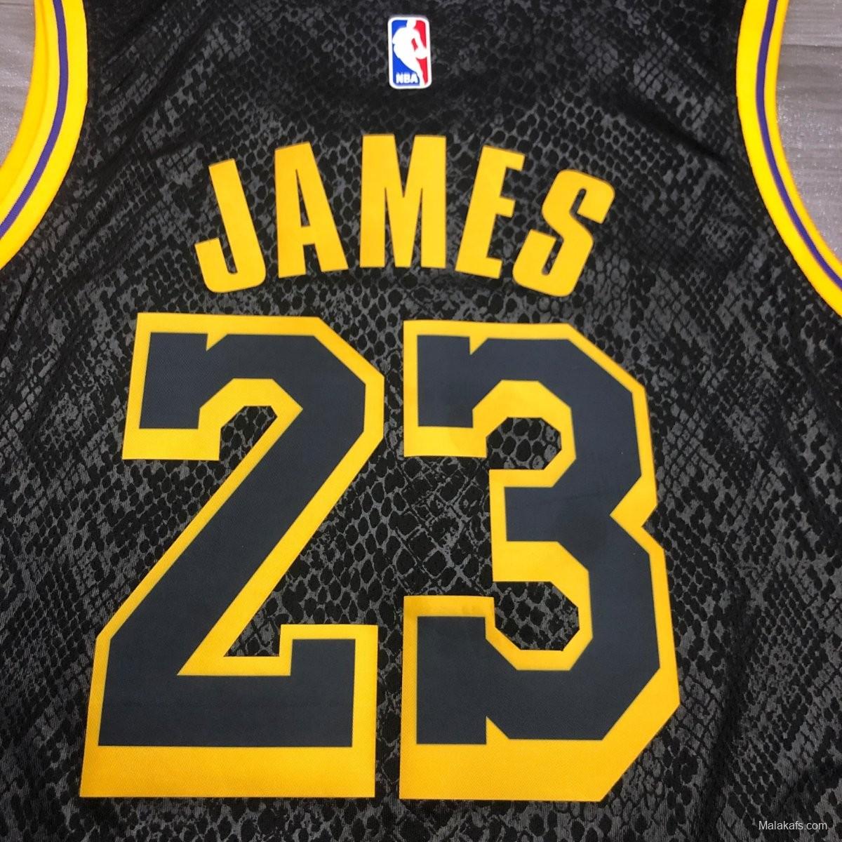 Los Angeles Lakers #23 Lebron James Black Mamba edition