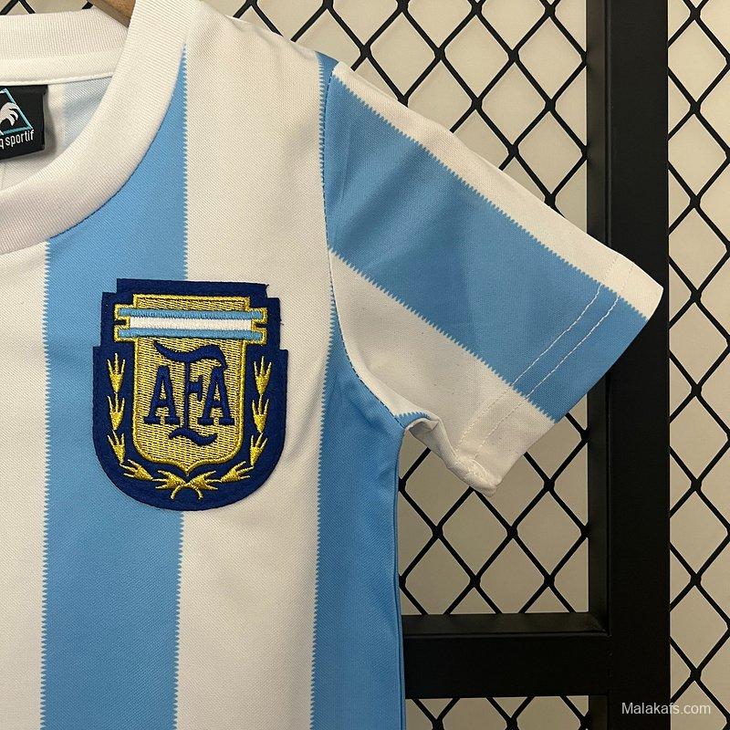 1986 Retro Kids Argentina Home Jersey