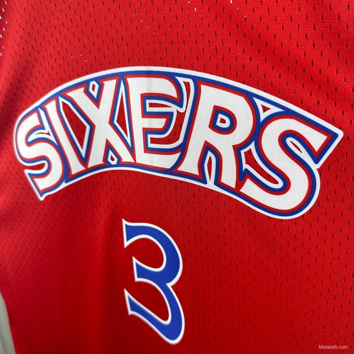 Philadelphia 76ers #3 Allen Iverson 1996/97 Mitchell & Ness Edition Red