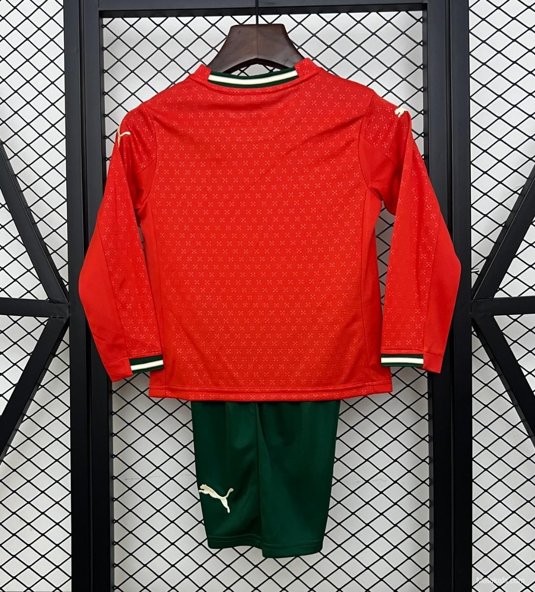 2025 Kids Portugal Home Long Sleeve Jersey