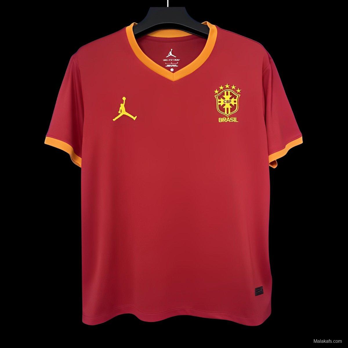 2025 Brazil Jordan Red Pre-Match Jersey