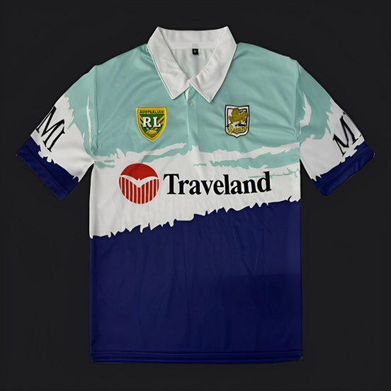 25/26 Australian Rugby League Teal White Navy with Brush Stroke Design Jersey