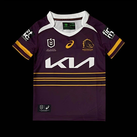 25/26 Kids Brisbane Broncos Maroon with Gold Stripes Jersey