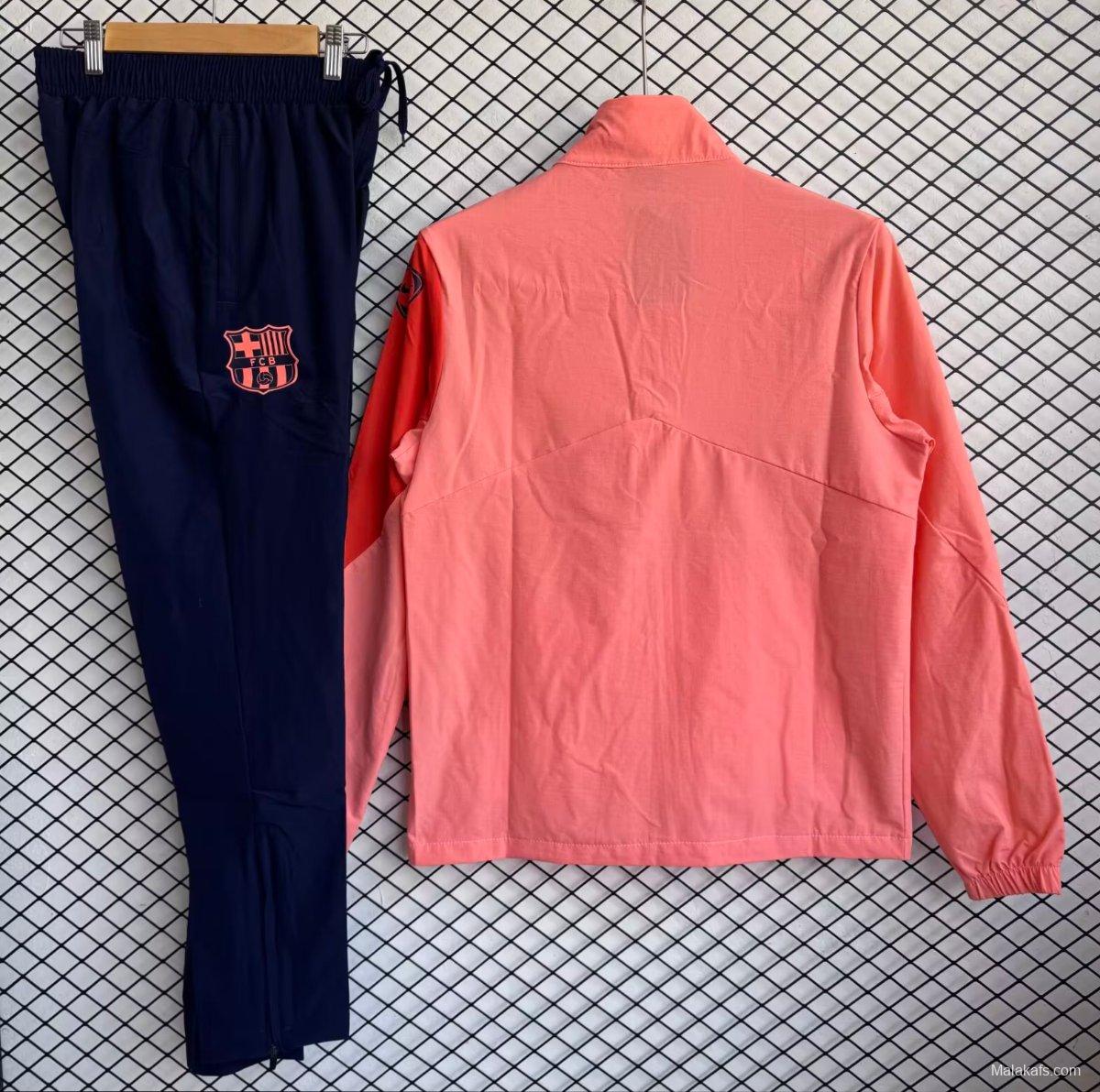 25/26 Barcelona Pink with Navy Full zipper Jacket Tracksuit+ long pants