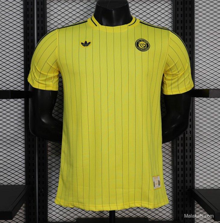 25/26 Player Version Al Nassr FC Yellow with Thin Black Pinstripes Jersey