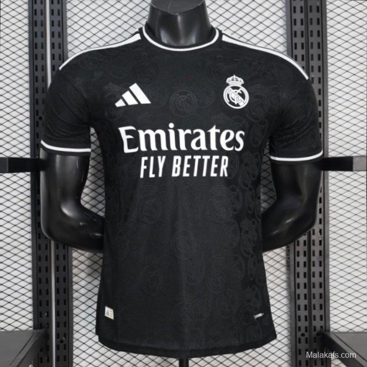25/26 Player Version Real Madrid Black with Subtle Crest Pattern Jersey