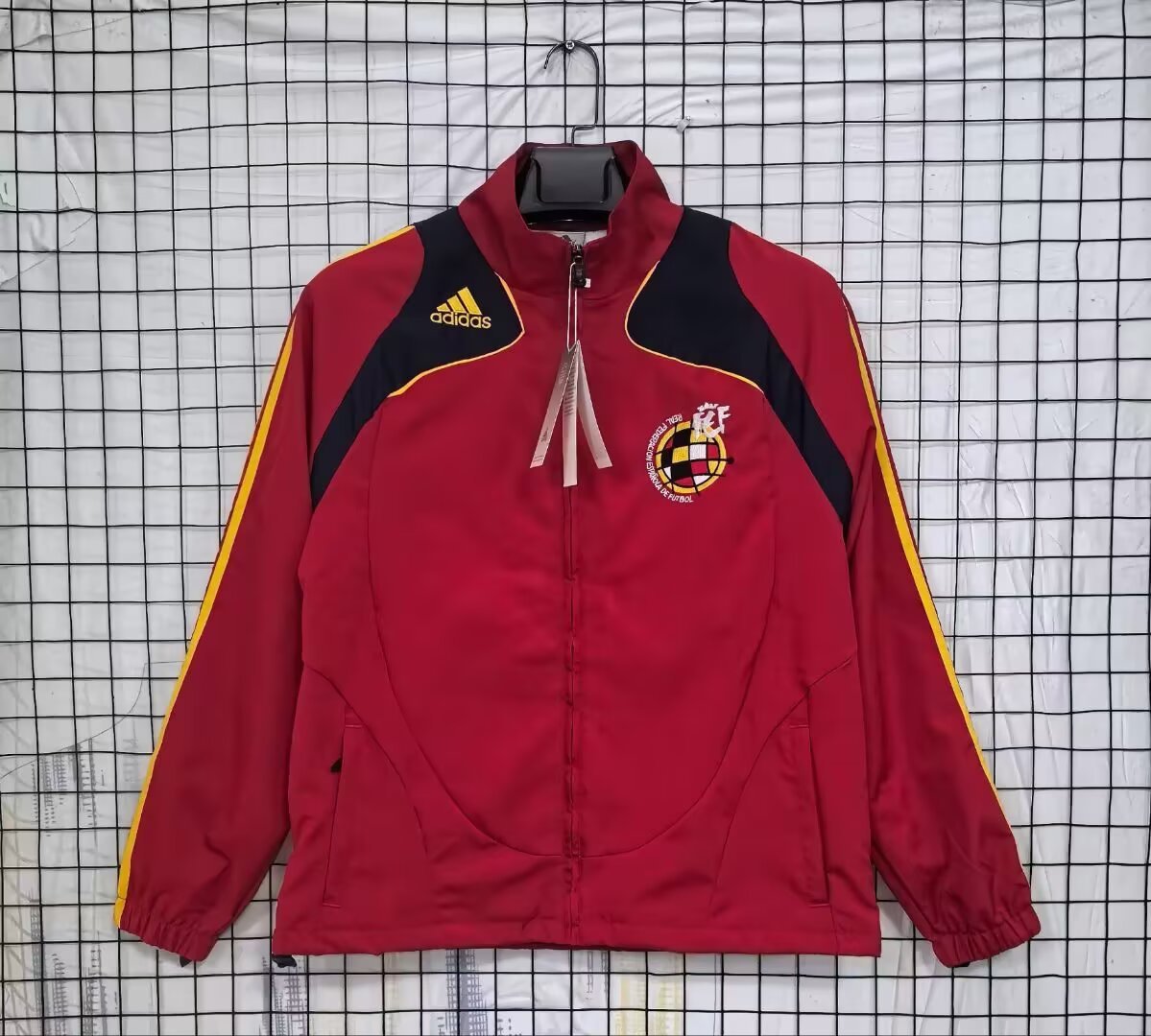 2026 Spain Vintage Adidas Red Full Zipper Windbreaker