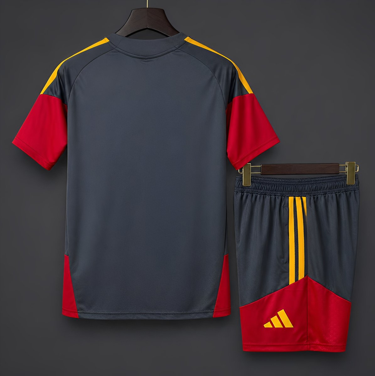 26/27 AS Roma Dark Grey/Red/Yellow Training Jersey+Shorts