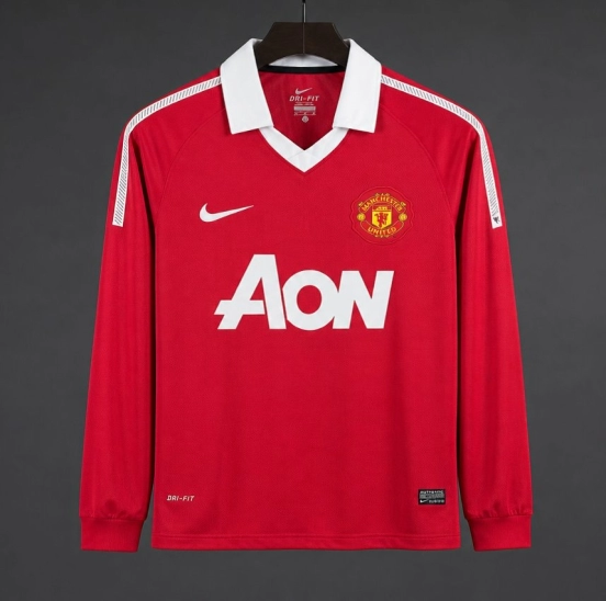 Retro 10/11 Manchester United Home Long Sleeve Jersey