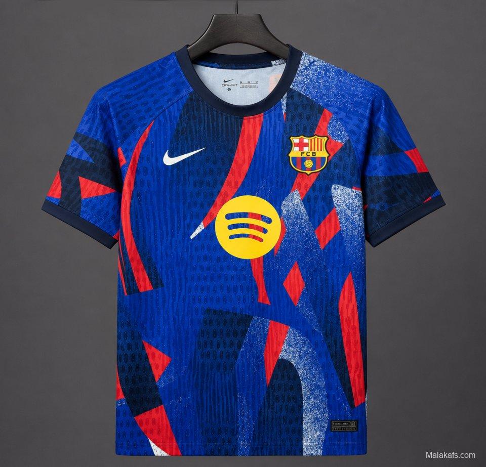 25/26 Barcelona Special Edition Pre-Match Abstract Brushstroke Design Jersey
