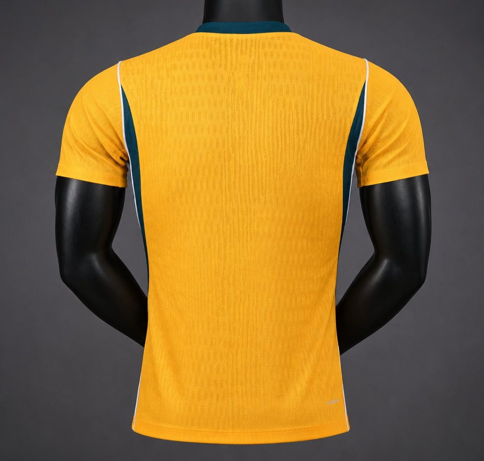 Player Version 2026 Australia Gold with Teal Collar Home Jersey