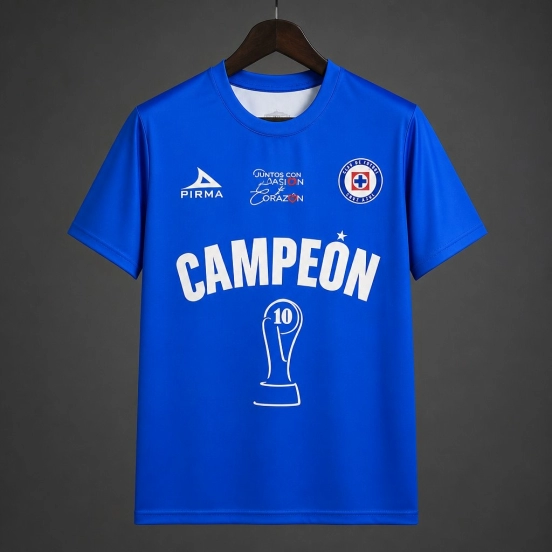 26/27 Cruz Azul La Decima Celebrates MX Championship Victory Blue  Jersey