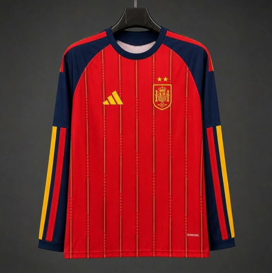 2026 Spain Home  2 Stars  Long Sleeve Jersey