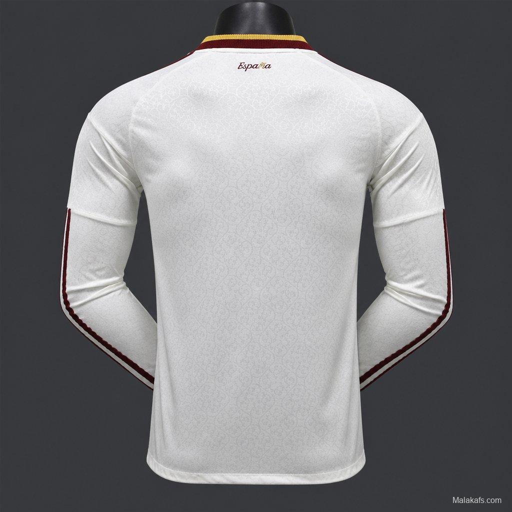 Player Version 2 Star 2026 Spain Away White Long Sleeve Jersey