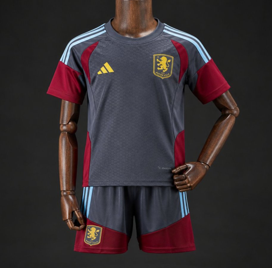26/27 Kids Aston Villa Grey & Claret Training Kit Jersey