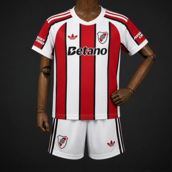 26/27 Kids River Plate Away Red Stripes Jersey Kit